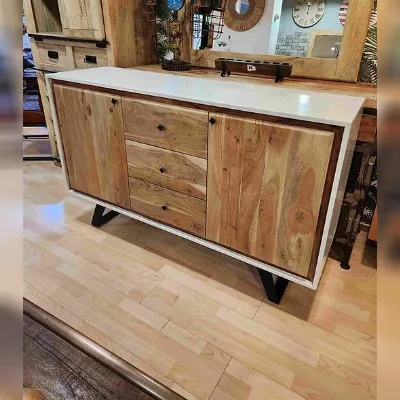 Madia Credenza legno marmo 1 di Outlet etnico a prezzi outlet