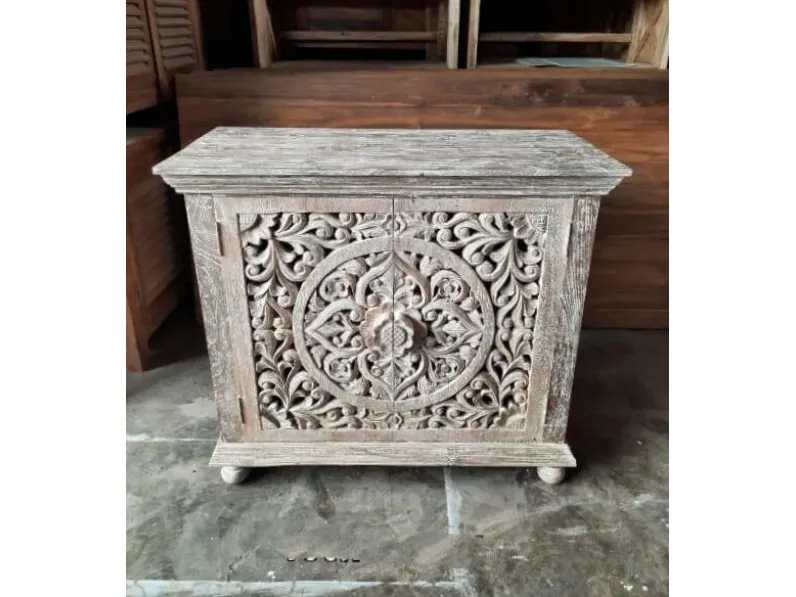 Madia di Outlet etnico in legno Mobile credenza oriente teak sbiancato 100 a prezzo scontato