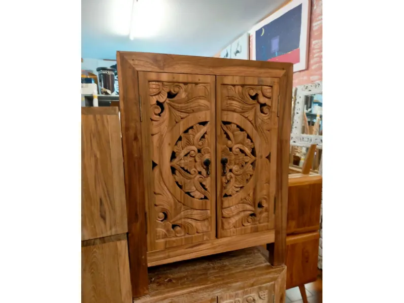 Madia in stile design Mobile oriente teak riciclato 60 di Outlet etnico in Offerta Outlet 