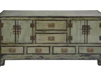 Madia in stile moderno Credenza 6 cass e 4 sportelli laccata in legno grigio di Outlet etnico a prezzo scontato