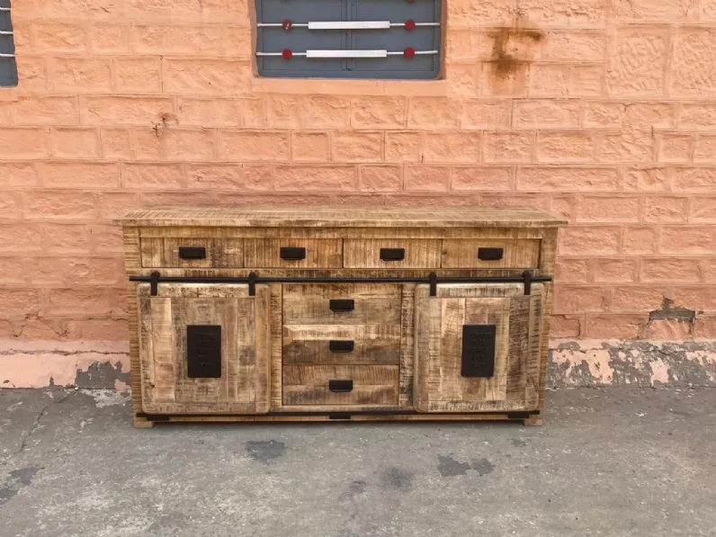 Madia in stile moderno Credenza industrial  jupiter ante scorrevoli e cassetti   in  offerta   di Outlet etnico a prezzo scontato