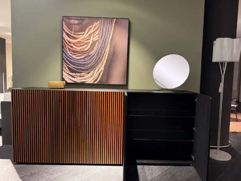 Madia in stile moderno Leon wood moca di Horm in Offerta Outlet 