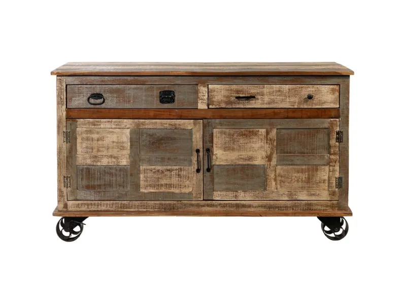 Madia in stile moderno Madia credenza industriale con ruote   di Outlet etnico a prezzo Outlet