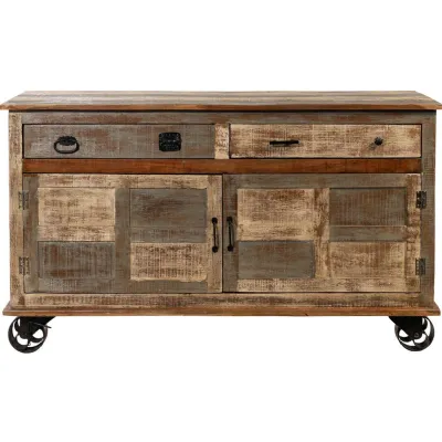 Madia in stile moderno Madia credenza industriale con ruote   di Outlet etnico a prezzo Outlet