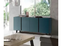 Mobile soggiorno modello Madia 4 ante con maniglia a gola, finitura petrolio nobilitato pt di Collezione esclusiva a prezzo scontato