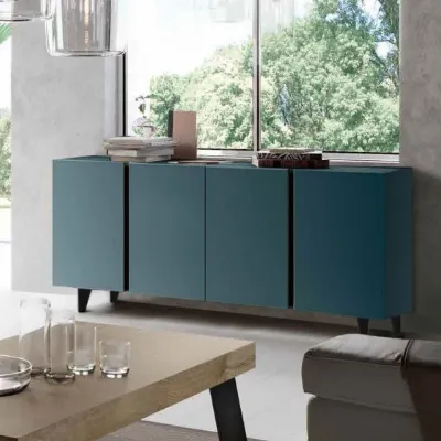 Madia Madia 4 ante con maniglia a gola, finitura petrolio nobilitato pt in stile moderno di Collezione esclusiva in Offerta Outlet