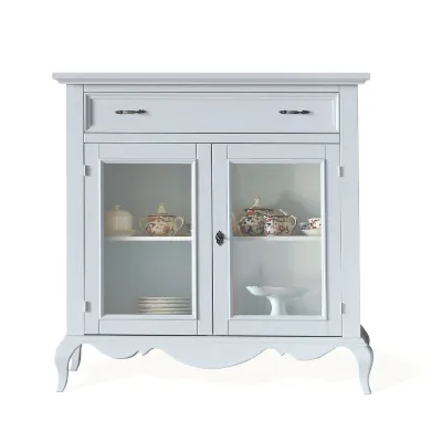 Madia Madia a 2 ante-vetro shabby laccata colore latte in promo-sconto del 50% in stile classico di Artigianale in Offerta Outlet