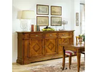 Madia Mobile-credenza a 3 ante con motivi a rombo in noce toulipire in promo-sconto del 50% di Artigiani veneti in offerta