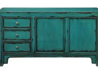 Madia modello Credenza 3 cassetti 2 sportelli verde petrolio shangai di Outlet etnico in Offerta Outlet