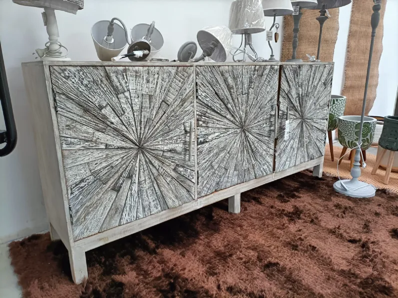 Madia Credenza  4 ante etno shabby chic bianca in stile design di Outlet etnico in Offerta Outlet