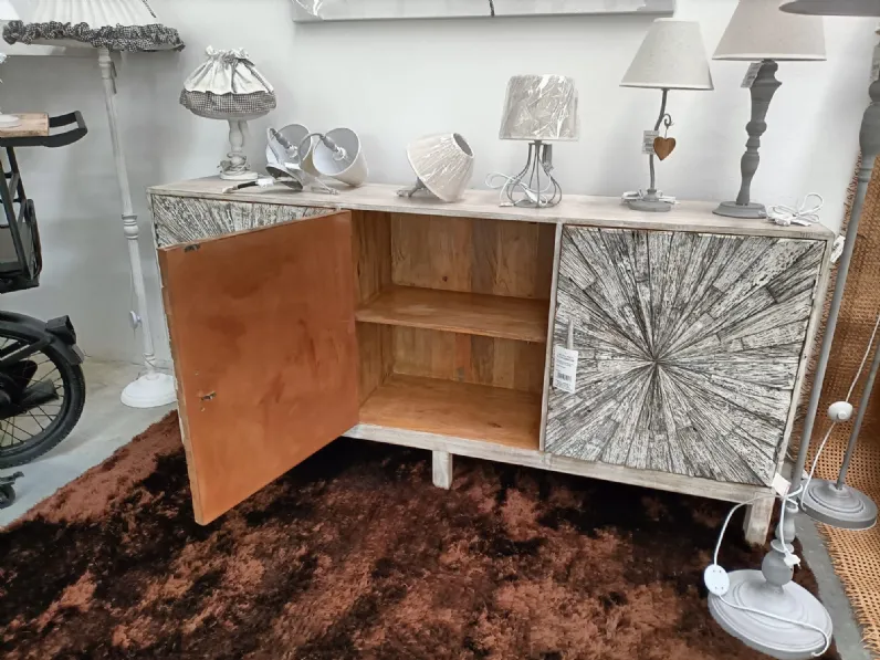 Madia Credenza 4 ante etno shabby chic bianca in stile design di Outlet