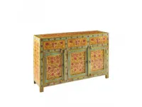Mobile soggiorno modello Credenza frida giallo 3a-3css di Outlet etnico a prezzo Outlet