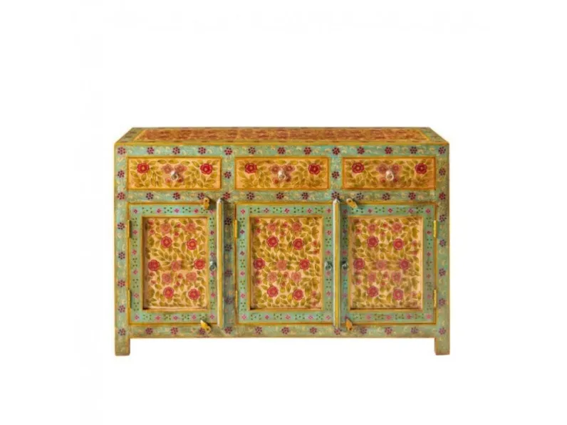 Mobile soggiorno modello Credenza frida giallo 3a-3css di Outlet etnico a prezzo Outlet