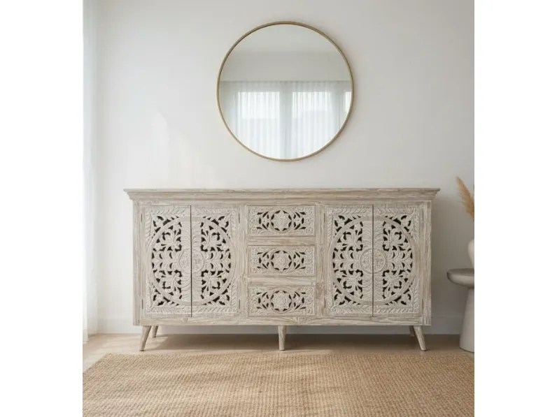 Madia modello Credenza teak ric decapato 200 di Outlet etnico a prezzo scontato