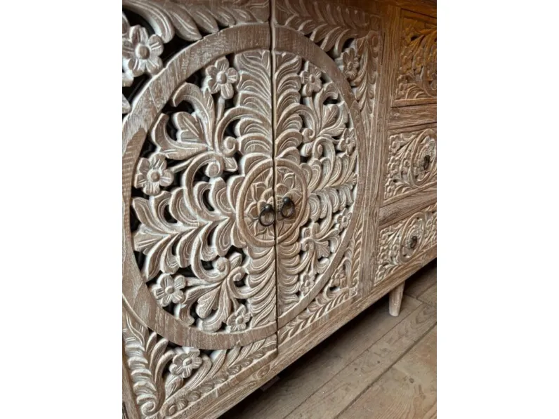 Madia in stile design Credenza teak ric decapato 200 di Outlet etnico a prezzo Outlet