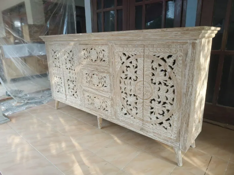 Madia in stile design Credenza teak ric decapato 200 di Outlet etnico a prezzo Outlet