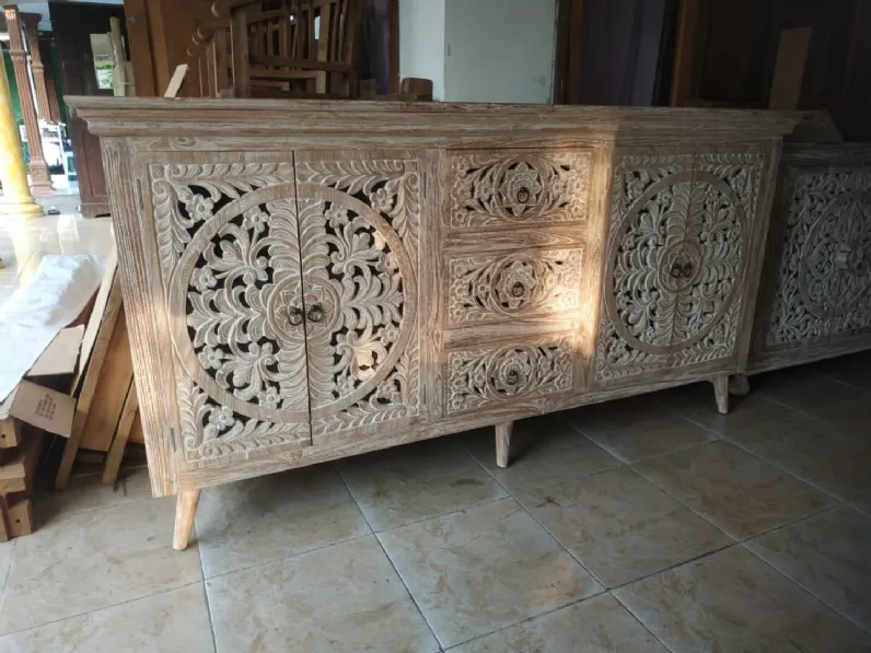 Madia in stile design Credenza teak ric decapato 200 di Outlet etnico a prezzo Outlet