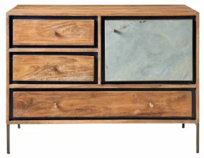 Madia modello Madia in legno e anta in colore ardesia chiara  di Outlet etnico a PREZZI OUTLET