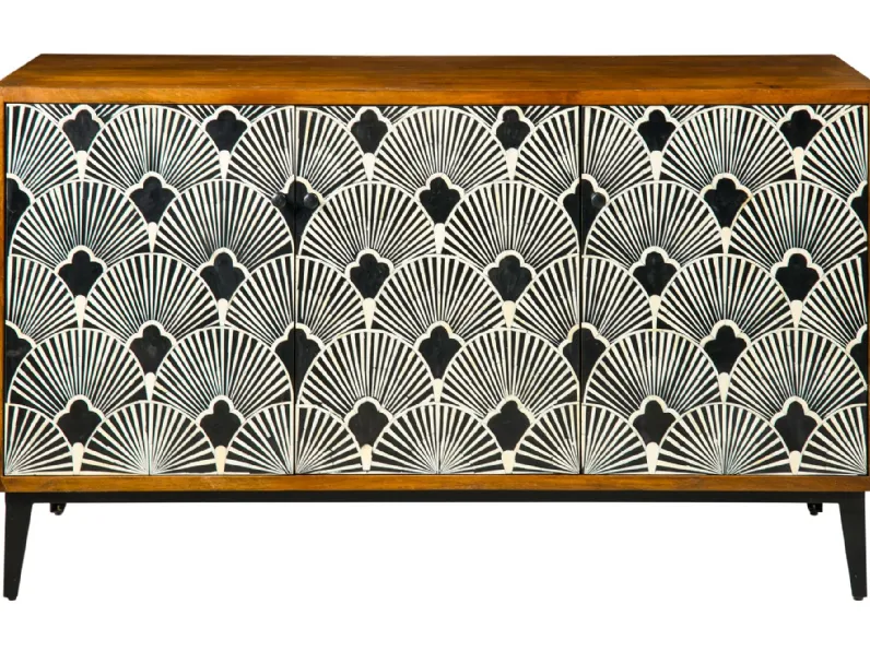 Madia modello Sixty - credenza 3 sportelli intarsio stile mosaico fiorentino di Outlet etnico a prezzo Outlet
