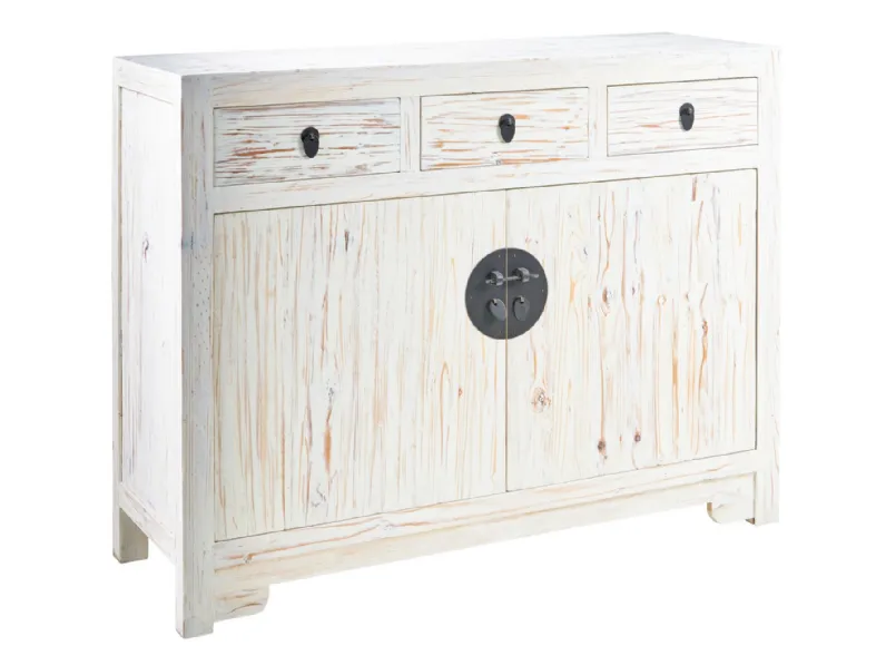 Mobile soggiorno modello  credenza china in legno  3 cassetti 2 sportelli  white decape' di Outlet etnico a PREZZI OUTLET