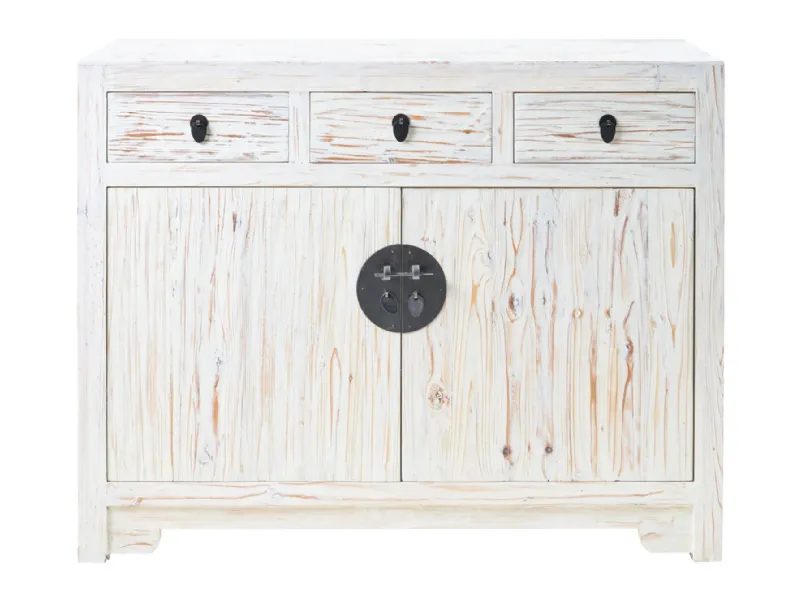 Credenza Contenitore 2 Ante GIOVE 04 – Moderna Buffet In Legno Per Soggiorno, 120x44x193 Cm, Bianco Laccato Lucido