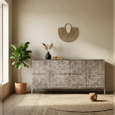 Mobile soggiorno modello Credenza mango 180 decapata di Outlet etnico a PREZZI OUTLET