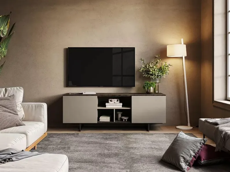 Madia in stile moderno  madia legno bruciato e argilla di Artigianale in Offerta Outlet