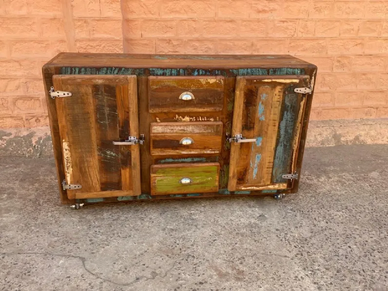 Mobile soggiorno modello Madia  vecchia ghiacciaia2 ante 3 cassetti  vintage coior  in offerta legno offerta   di Nuovi mondi cucine in Offerta Outlet