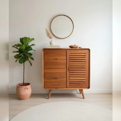 Madia di Outlet etnico in legno Mobile credenza teak 90 a prezzo scontato