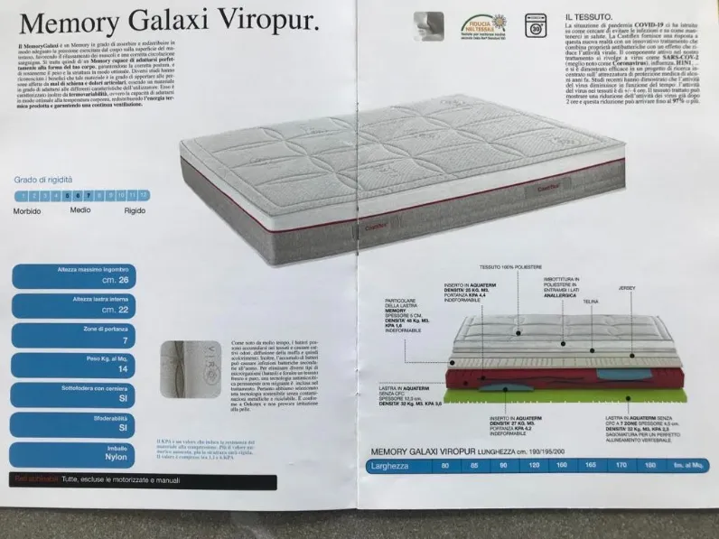 Materasso Castiflex Memory galaxi viropur SCONTATO