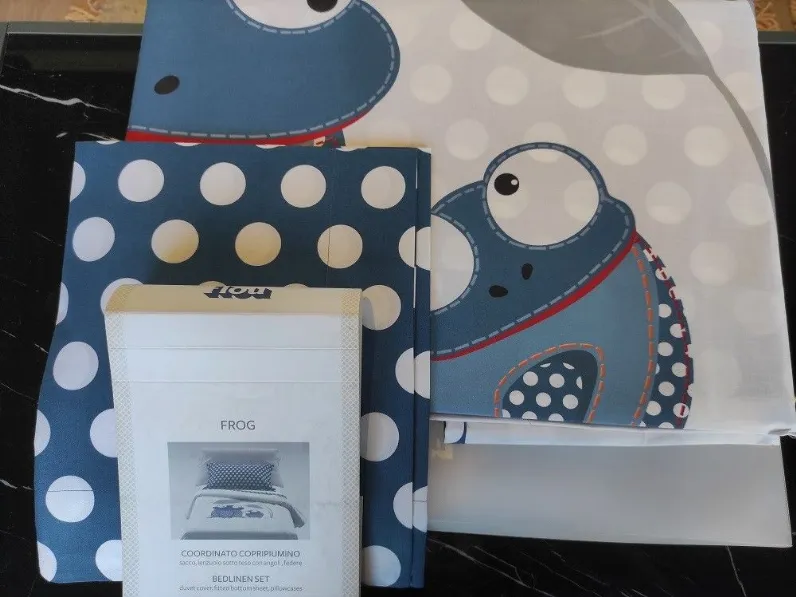 Copripiumini Frog blu  in Cotone di Flou a prezzi ribassati