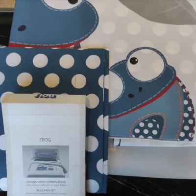 Copripiumini Frog blu  in Cotone di Flou a prezzi ribassati