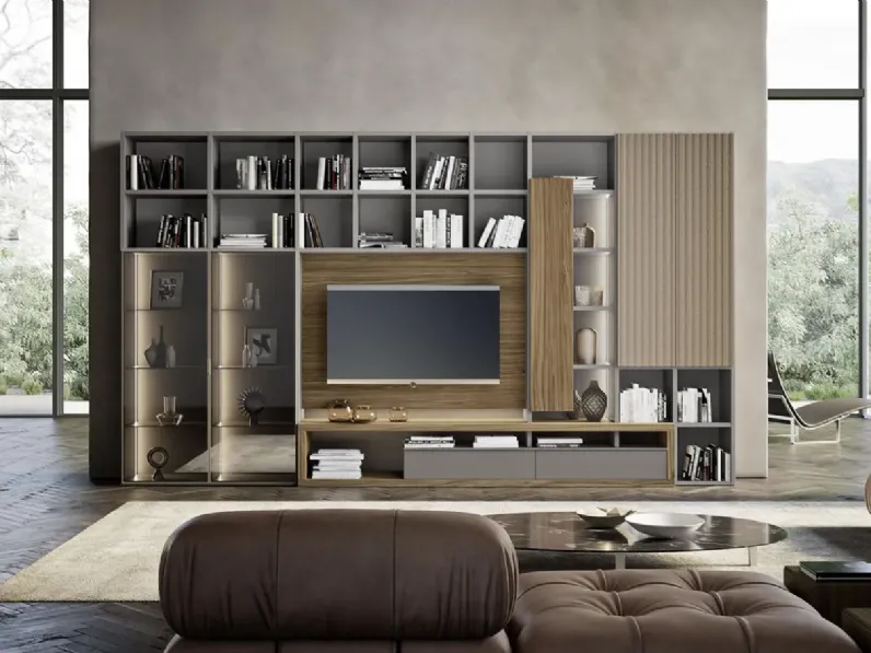 Parete attrezzata Horizon 22 Mobilgam in stile moderna a prezzo scontato