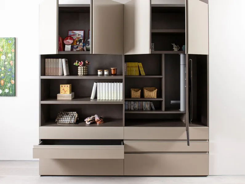 Parete attrezzata Libreria wide tv outlet Diotti.com in stile moderna a prezzo ribassato