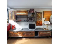 Parete attrezzata Parete soggiorno industrial e legno di Nuovi mondi collection in OFFERTA OUTLET