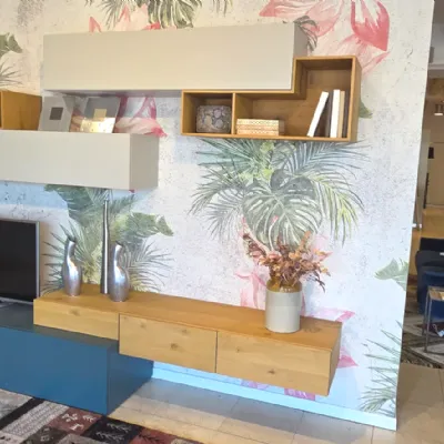 Mobile soggiorno modello Parete soggiorno tv laccata e rovere  di Sangiacomo a PREZZI OUTLET