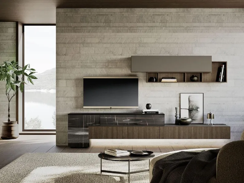 Parete attrezzata Composizione horizon 1014 Mobilgam in stile design a prezzo ribassato