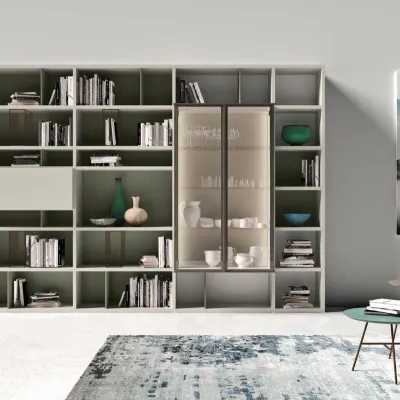 Parete attrezzata Day 129 soggiorno Mottes selection in stile moderno a prezzo ribassato