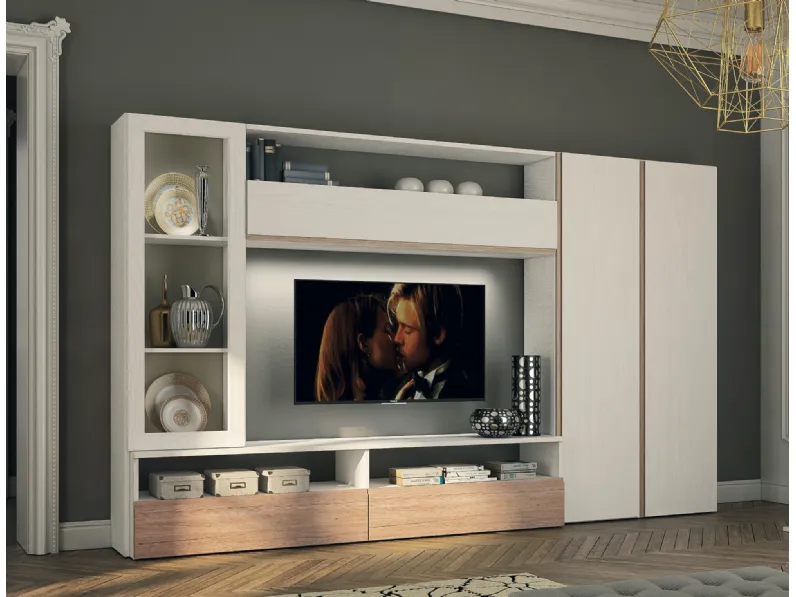 Parete attrezzata in stile moderno Oak 2 di Collezione esclusiva a prezzo Outlet