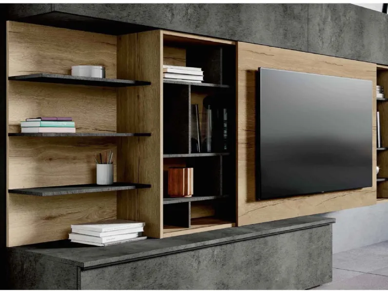 Parete attrezzata Qsm 639 Imab in stile moderno a prezzo scontato