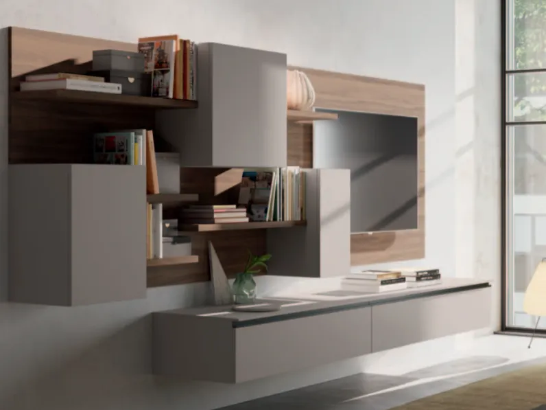 Parete attrezzata in stile moderna Light day 02 di Orme a prezzo Outlet 