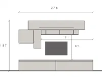 Parete attrezzata: Mobili da parete soggiorno di design, l.276, gesso, Cadiz e bianco lucido. Collezione esclusiva, sconto del 60%.