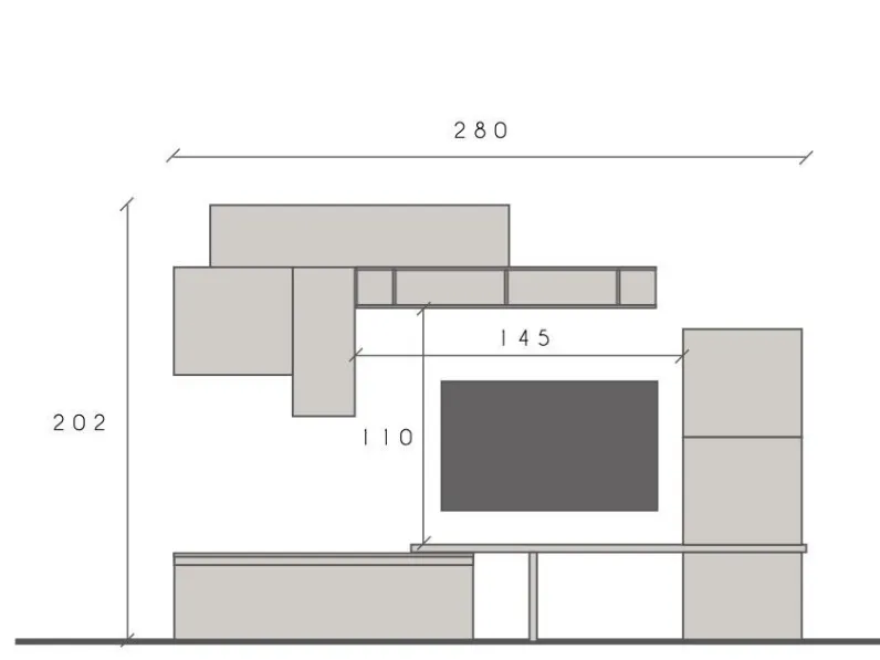 Parete attrezzata 3m, bianco lucido/mercure. -50%! Collezione esclusiva.