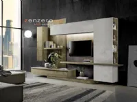 Mobile soggiorno modello Parete attrezzata moderna di alta qualit in ardesia cemento e rovere tabacco 10 di Collezione esclusiva a PREZZI OUTLET