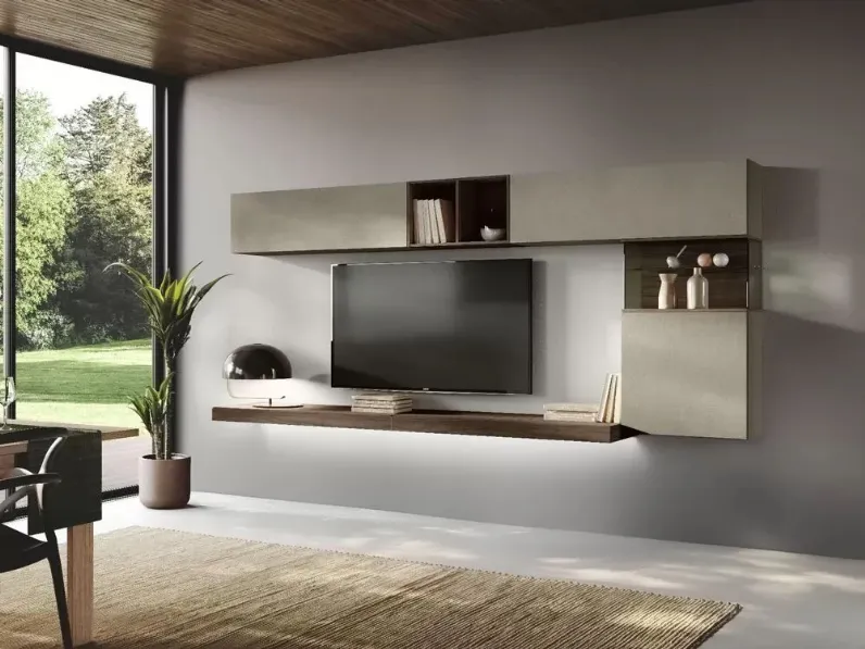 Mobile soggiorno modello Parete soggiorno sospesa contemporanea di Artigianale scontato -40%