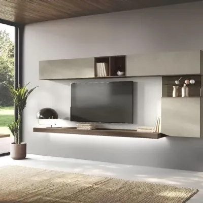 Mobile soggiorno modello Parete soggiorno sospesa contemporanea di Artigianale scontato -40%