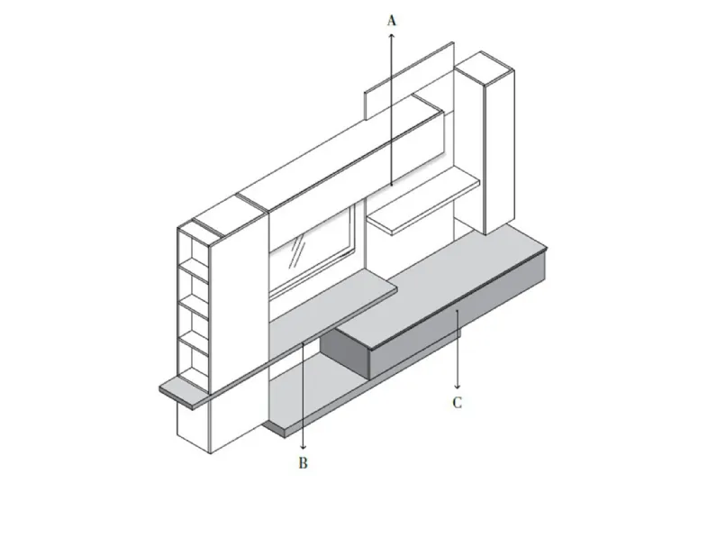 Parete attrezzata Qsm 610 di Imab in OFFERTA OUTLET