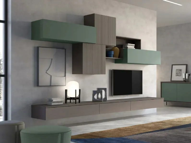 Parete attrezzata Revolution 412 con madia coordinata Collezione esclusiva in stile moderna a prezzo ribassato