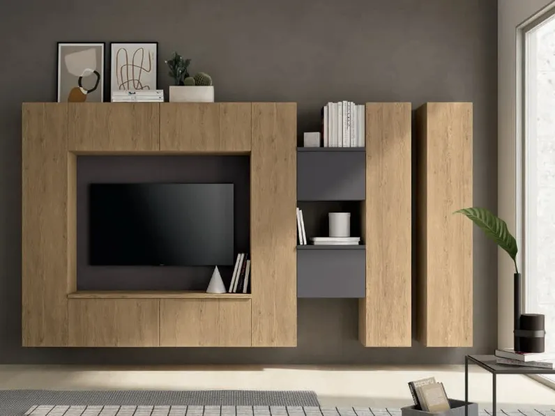 Mobile soggiorno modello   soggiorno cube   effetto legno  di Colombini casa scontato -37%
