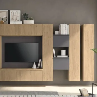 Mobile soggiorno modello   soggiorno cube   effetto legno  di Colombini casa scontato -37%